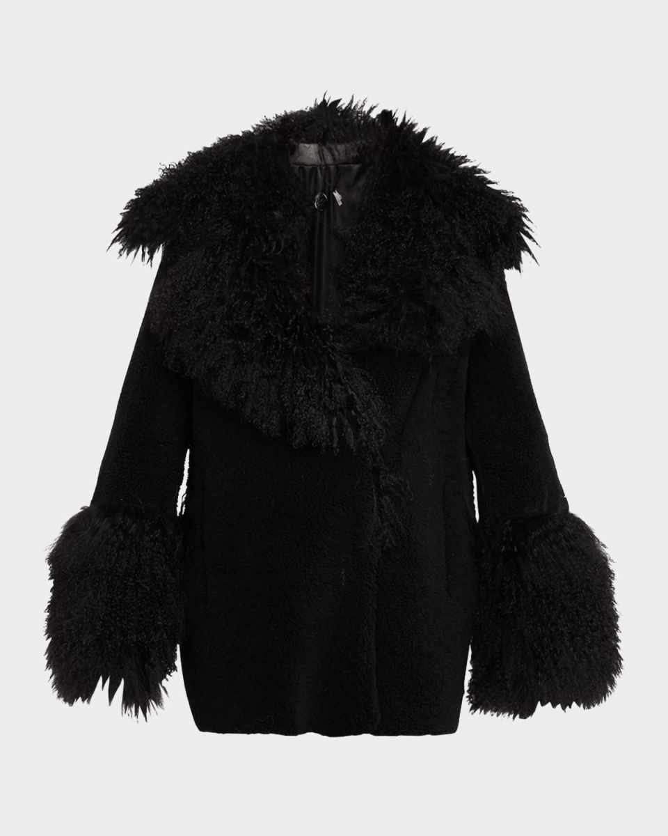 Annalise Wool Shearling-Trim Coat